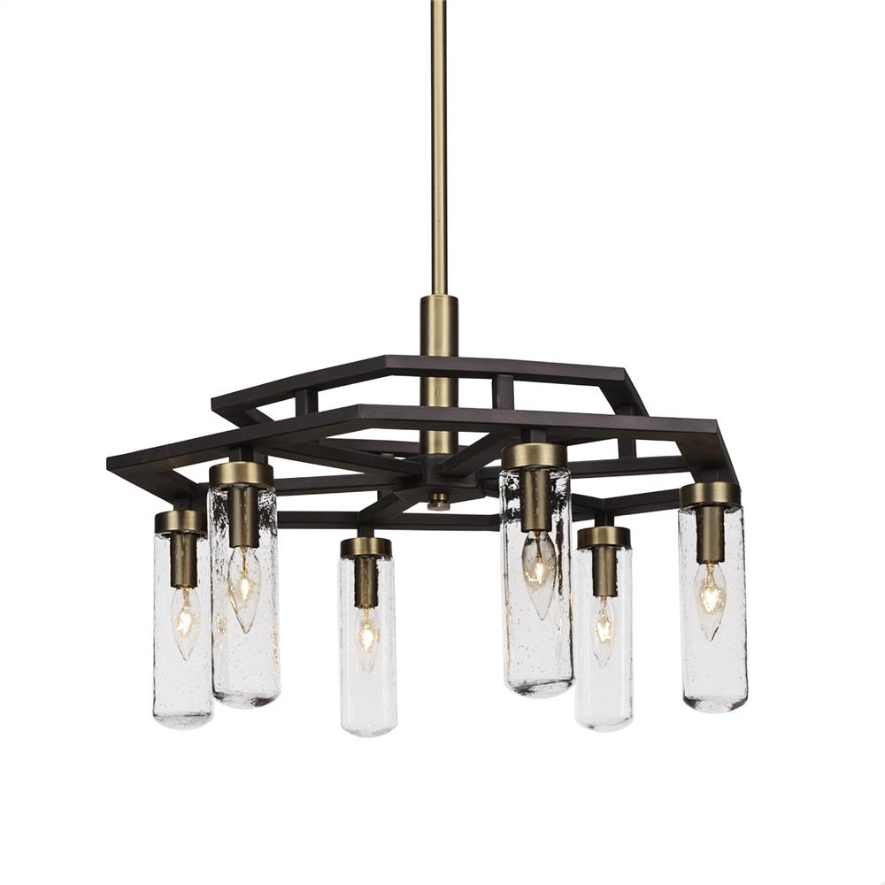 Toltec Lighting 2506-ESBR-600 Salinda 6 Light Chandelier In Espresso & Brass Finish With 2.5” Clear Bubble Glass