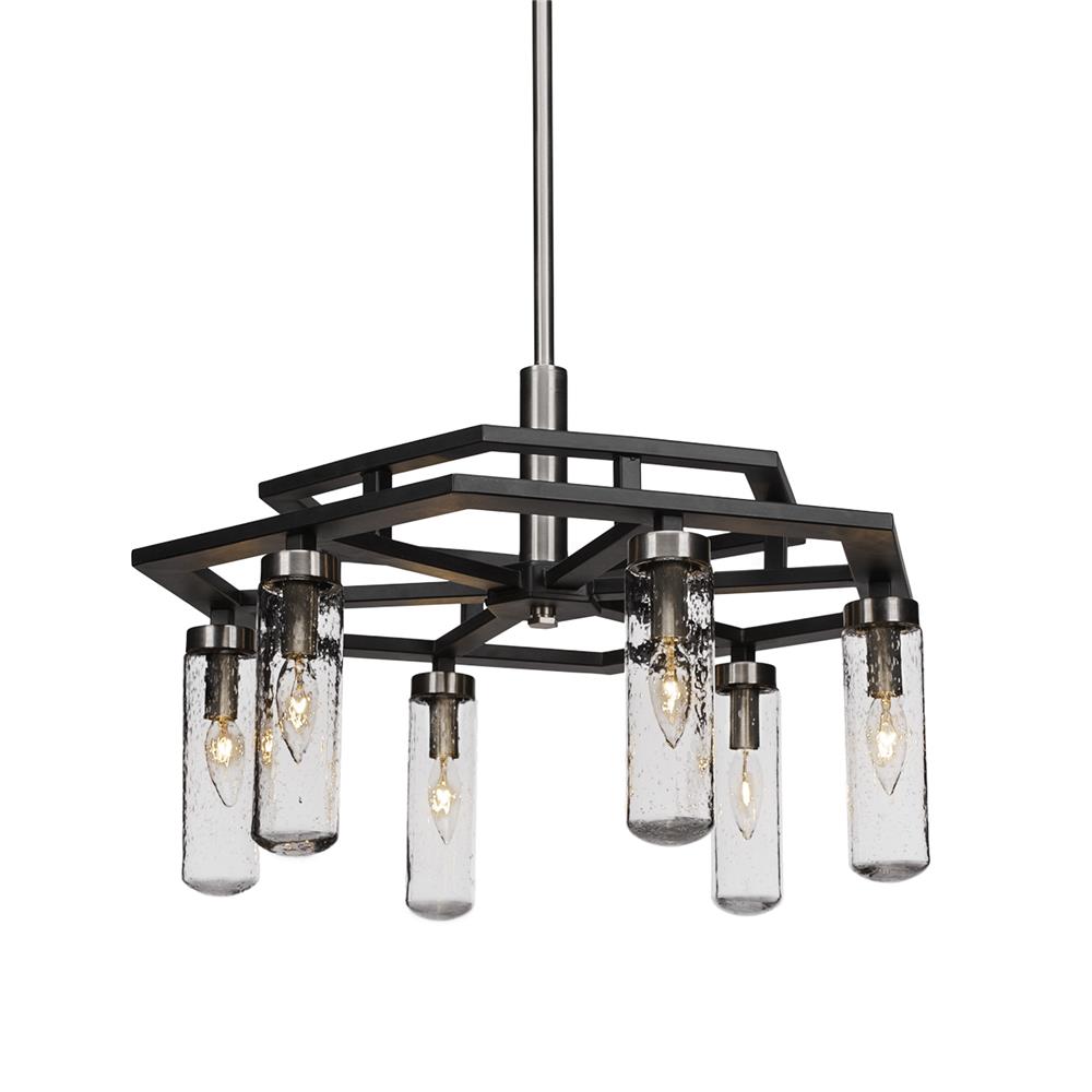 Toltec Lighting 2506-MBBN-600 Salinda 6 Light Chandelier In Matte Black & Brushed Nickel Finish With 2.5” Clear Bubble Glass