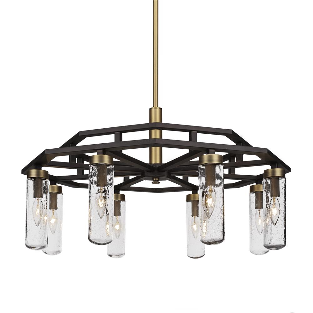 Toltec Lighting 2508-ESBR-600 Salinda 8 Light Chandelier In Espresso & Brass Finish With 2.5” Clear Bubble Glass