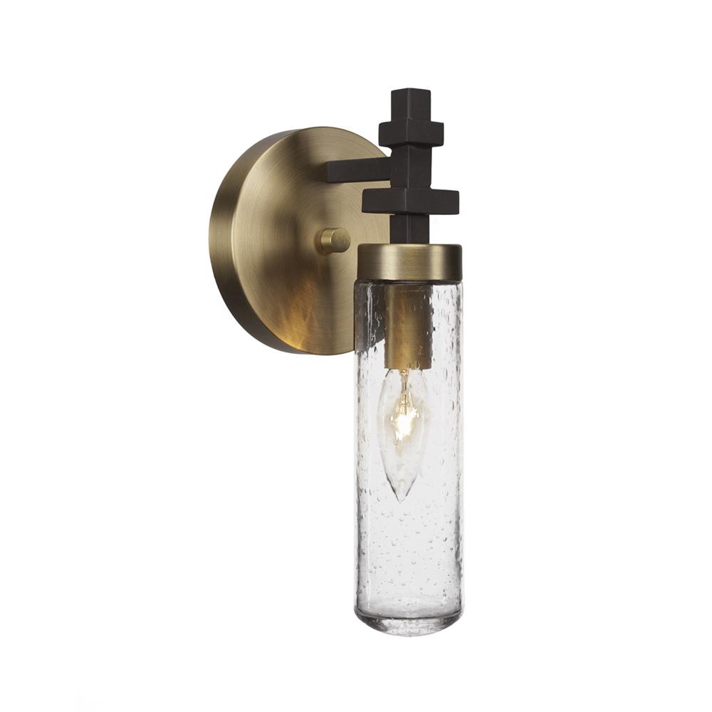 Toltec Lighting 2511-ESBR-600 Salinda 1 Light Wall Sconce In Espresso & Brass Finish With 2.5” Clear Bubble Glass