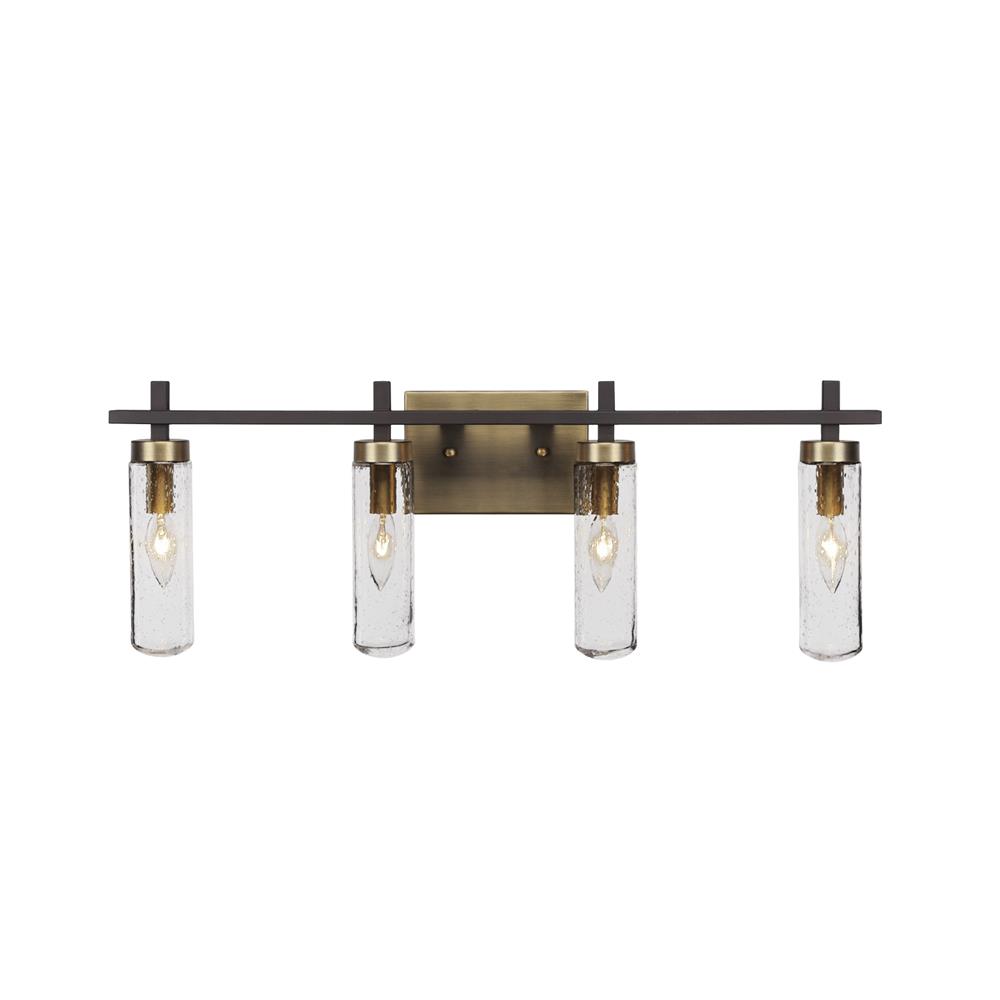 Toltec Lighting 2514-ESBR-600 Salinda 4 Light Bath Bar In Espresso & Brass Finish With 2.5” Clear Bubble Glass