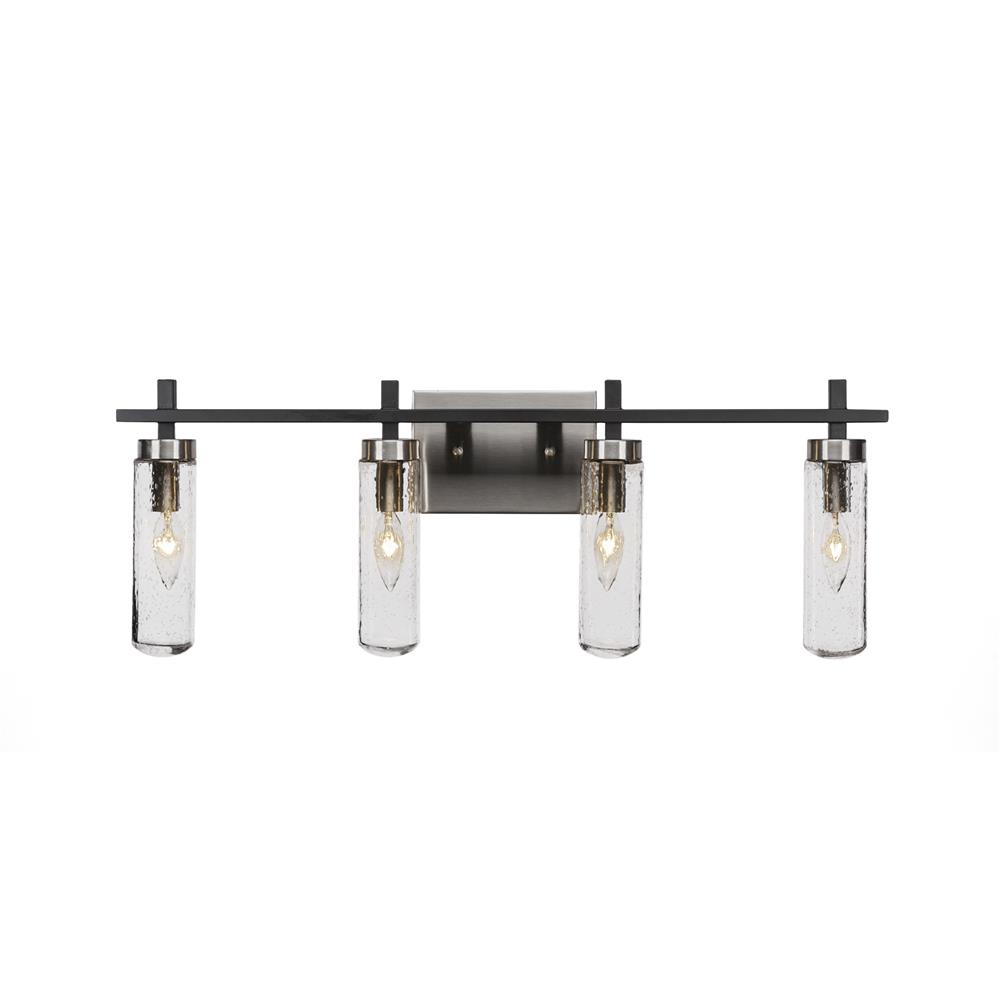 Toltec Lighting 2514-MBBN-600 Salinda 4 Light Bath Bar In Matte Black & Brushed Nickel Finish With 2.5” Clear Bubble Glass