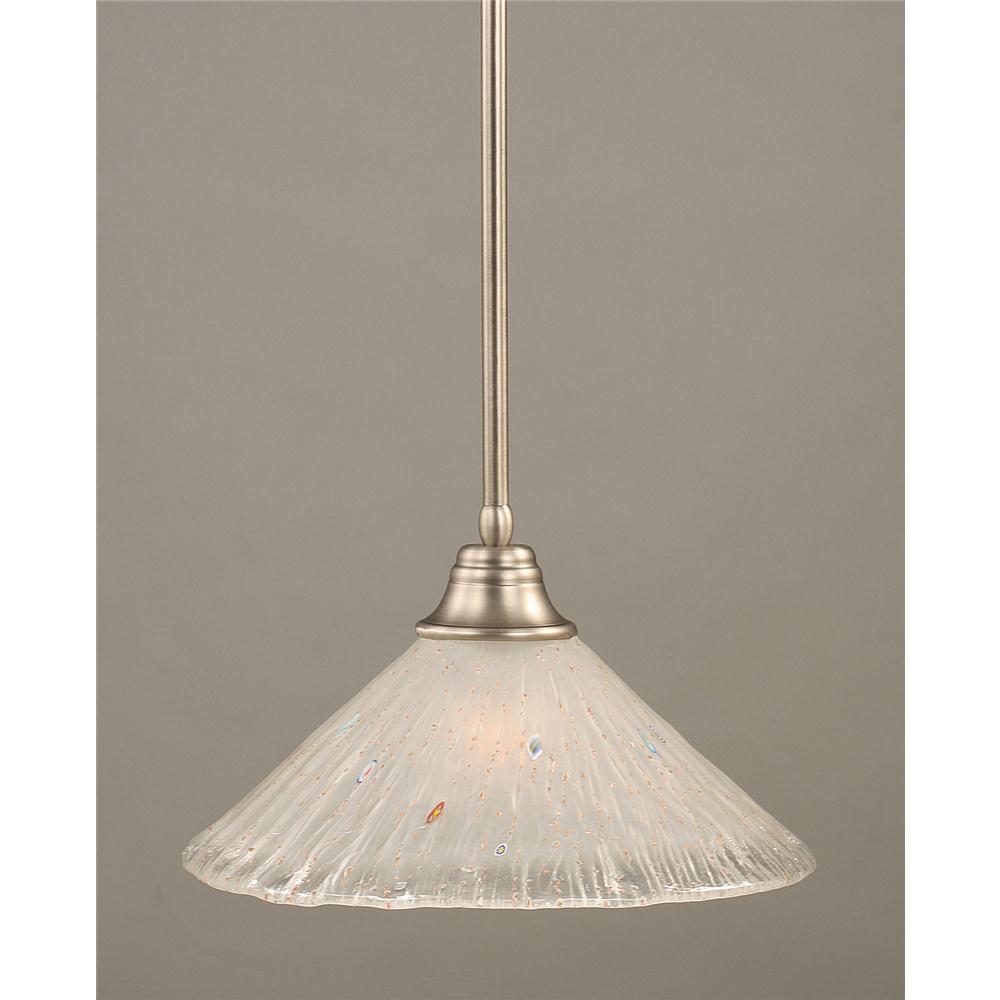 Toltec Lighting 26-BN-711 Brushed Nickel Finish Stem Pendant With 16 in. Frosted Crystal Glass