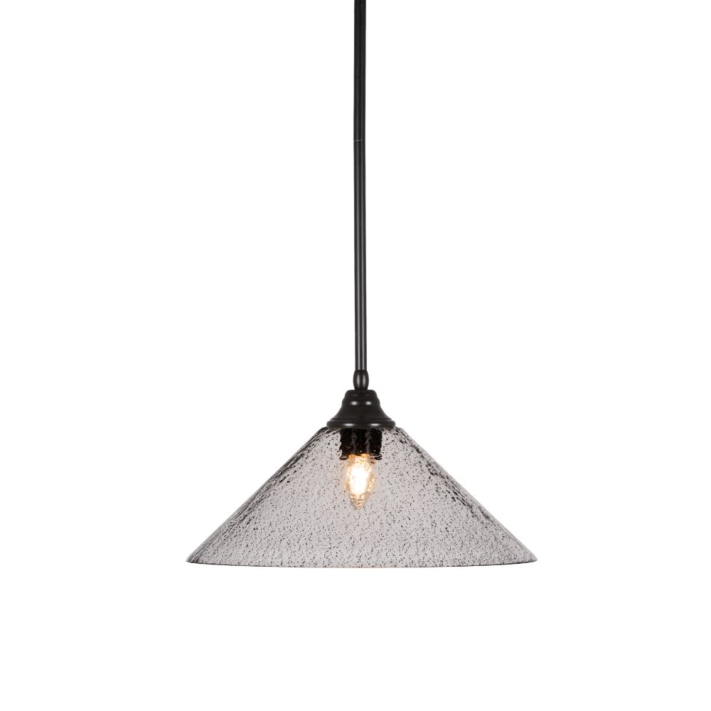 Toltec Lighting 26-MB-2162 Stem Pendant With Hang Straight Swivel Shown In Matte Black Finish With 16" Smoke Bubble Glass