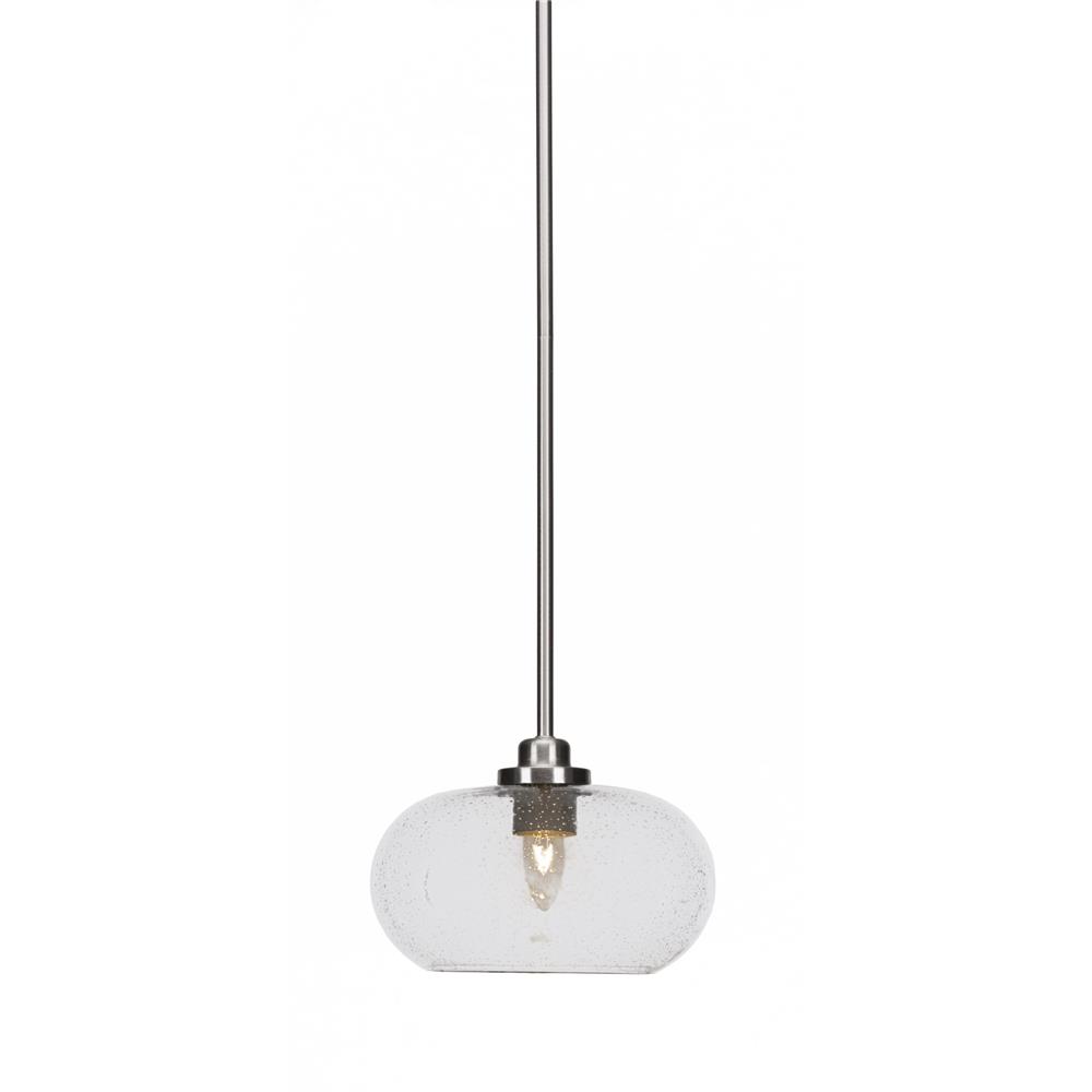 Toltec Lighting 2601-BN-204 Odyssey 1 Light Mini Pendant In Brushed Nickel Finish With 10” Clear Bubble Glass