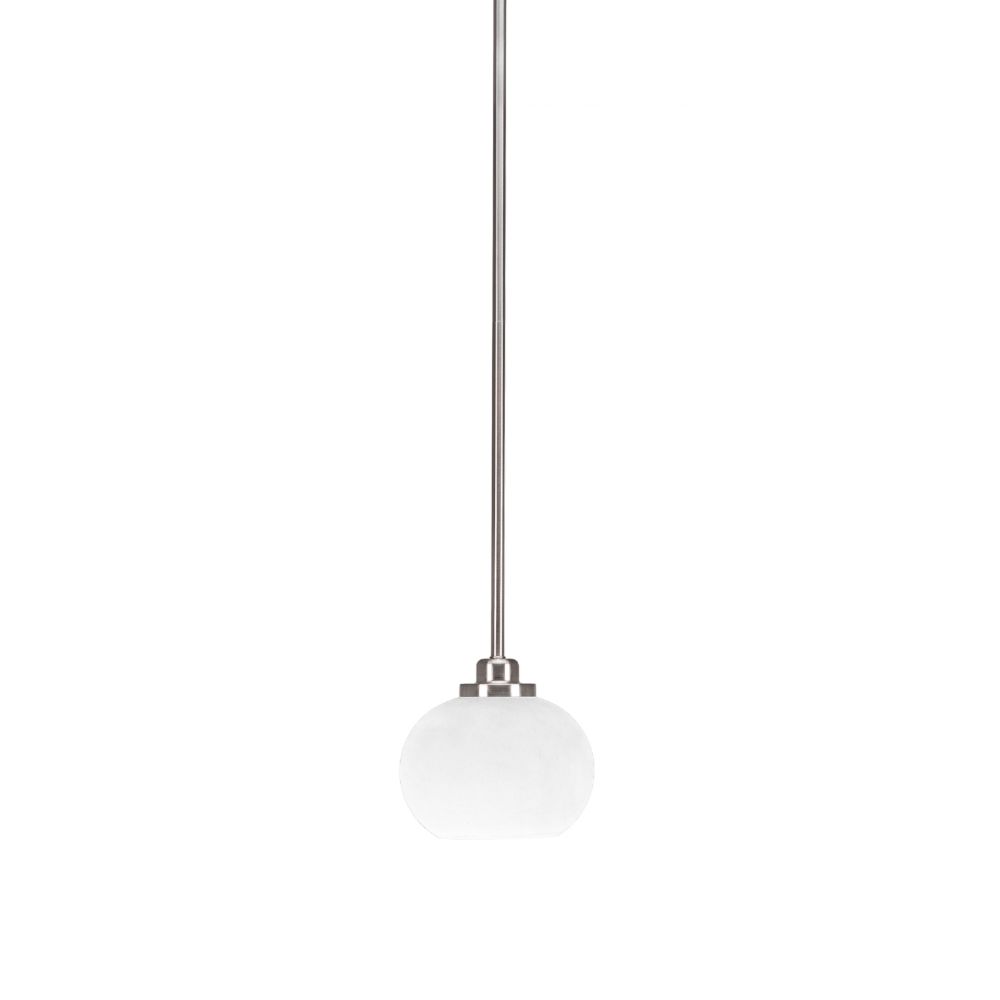 Toltec Lighting 2601-BN-212 Odyssey 1 Light Mini Pendant In Brushed Nickel Finish With 7" White Muslin Glass