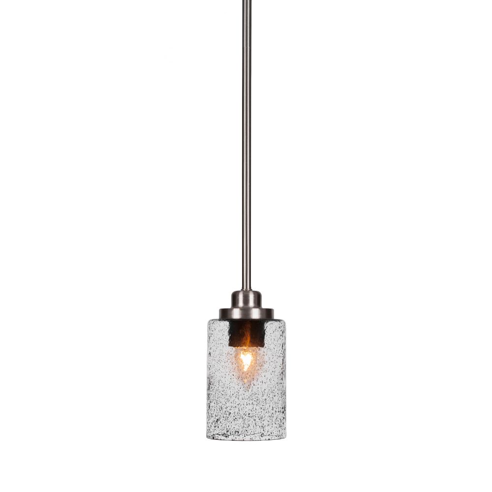 Toltec Lighting 2601-BN-3002 Odyssey 1 Light Mini Pendant In Brushed Nickel Finish With 4" Smoke Bubble Glass