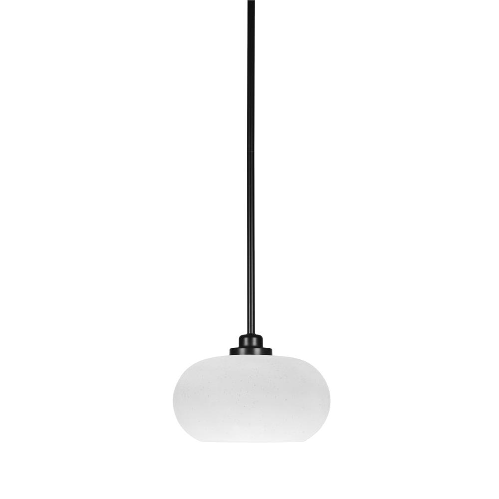 Toltec Lighting 2601-MB-214 Odyssey 1 Light Mini Pendant In Matte Black Finish With 10” White Muslin Glass
