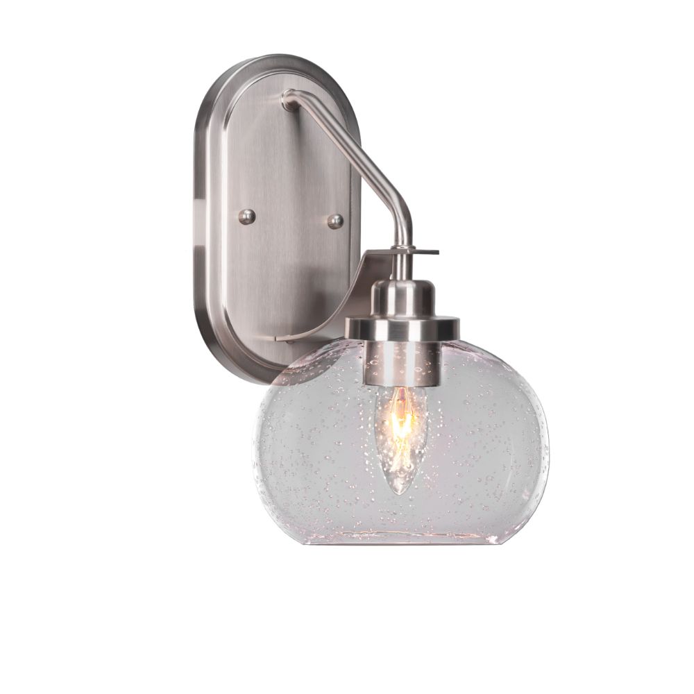 Toltec Lighting 2611-BN-202 Odyssey 1 Light Wall Sconce In Brushed Nickel Finish With 7" Clear Bubble Glass