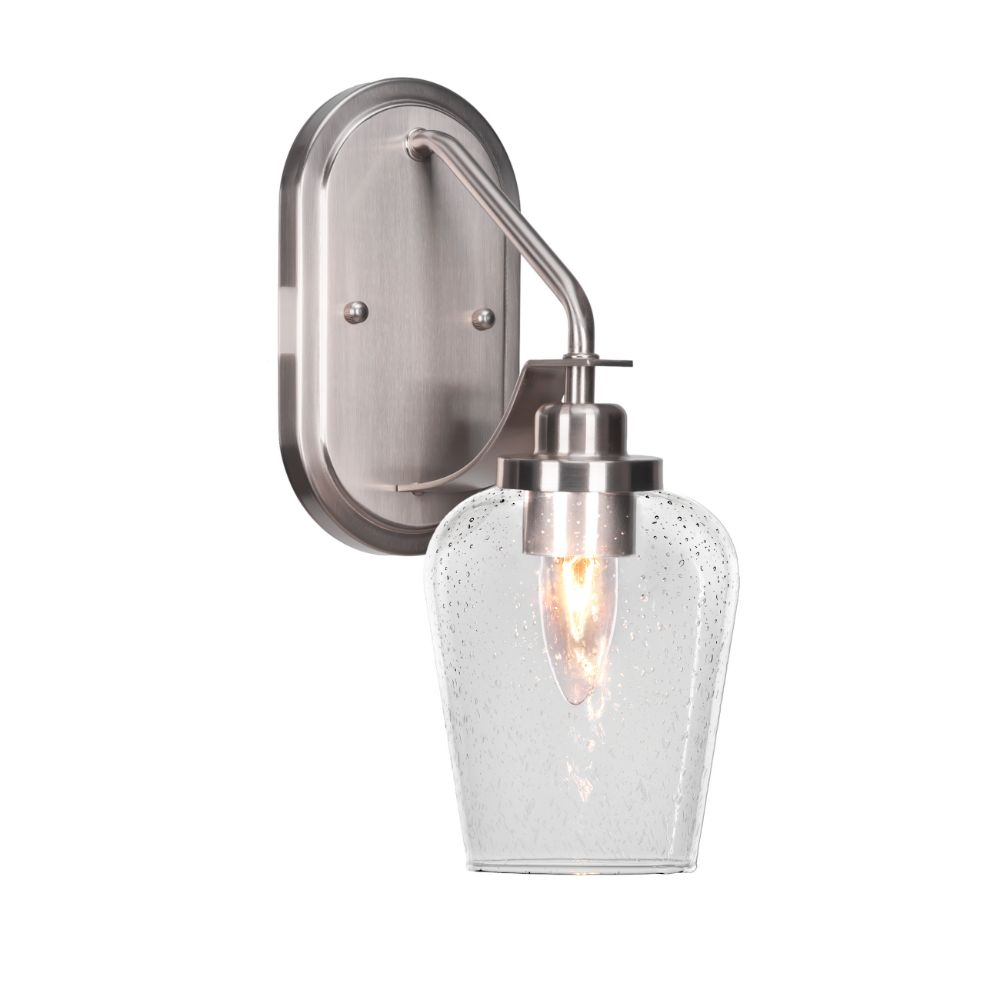 Toltec Lighting 2611-BN-210 Odyssey 1 Light Wall Sconce In Brushed Nickel Finish With 5" Clear Bubble Glass