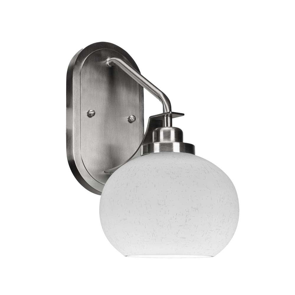 Toltec Lighting 2611-BN-212 Odyssey 1 Light Wall Sconce In Brushed Nickel Finish With 7” White Muslin Glass