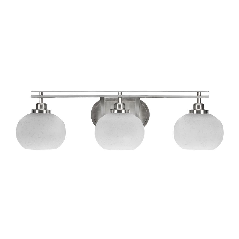 Toltec Lighting 2613-BN-212 Odyssey 3 Light Bath Bar In Brushed Nickel Finish With 7” White Muslin Glass
