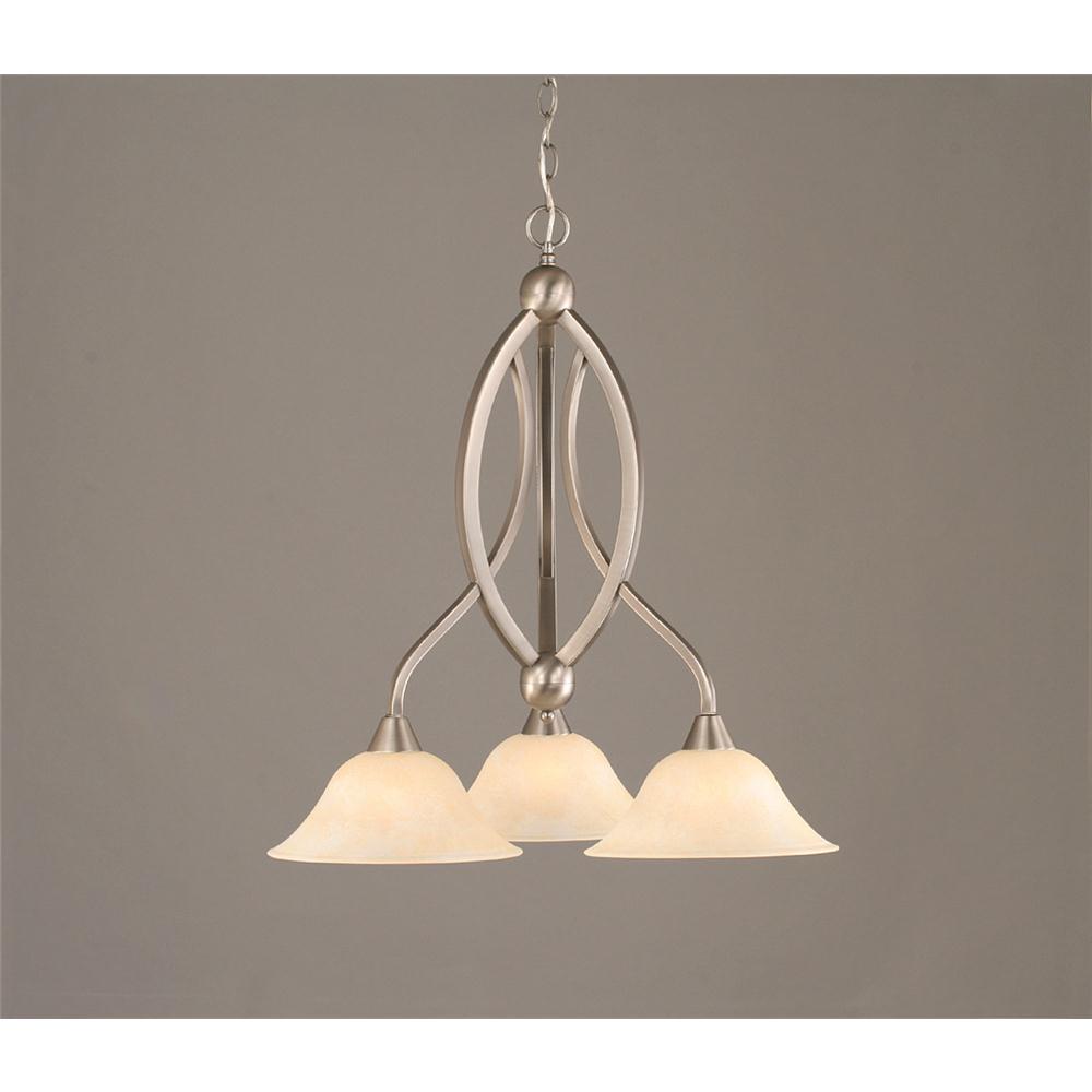 Toltec Lighting 263-BN-513 Brushed Nickel Finish 3 Light Downlight Chandelier With 10 in. Amber Marble Glass Shade