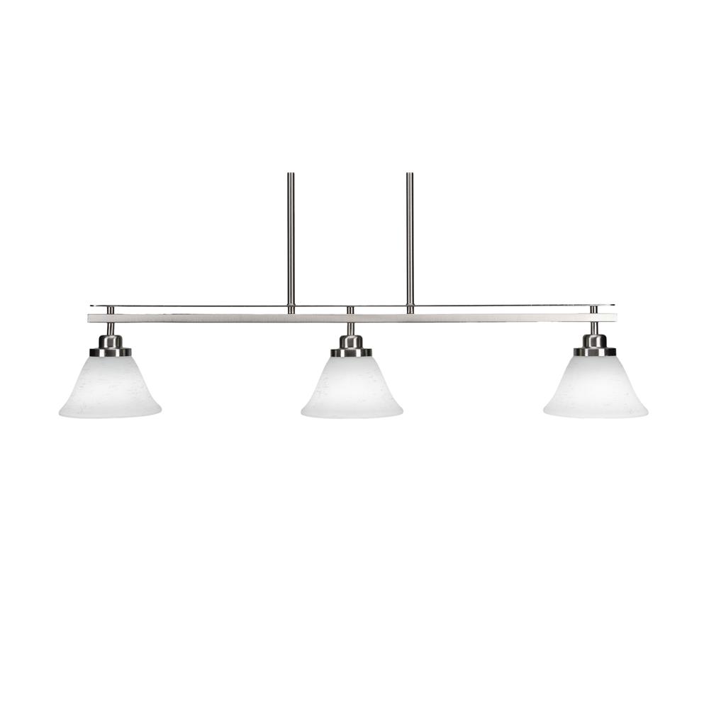 Toltec Lighting 2636-BN-311 Odyssey 3 Island Light Shown In Brushed Nickel Finish With 7" White Muslin Glass