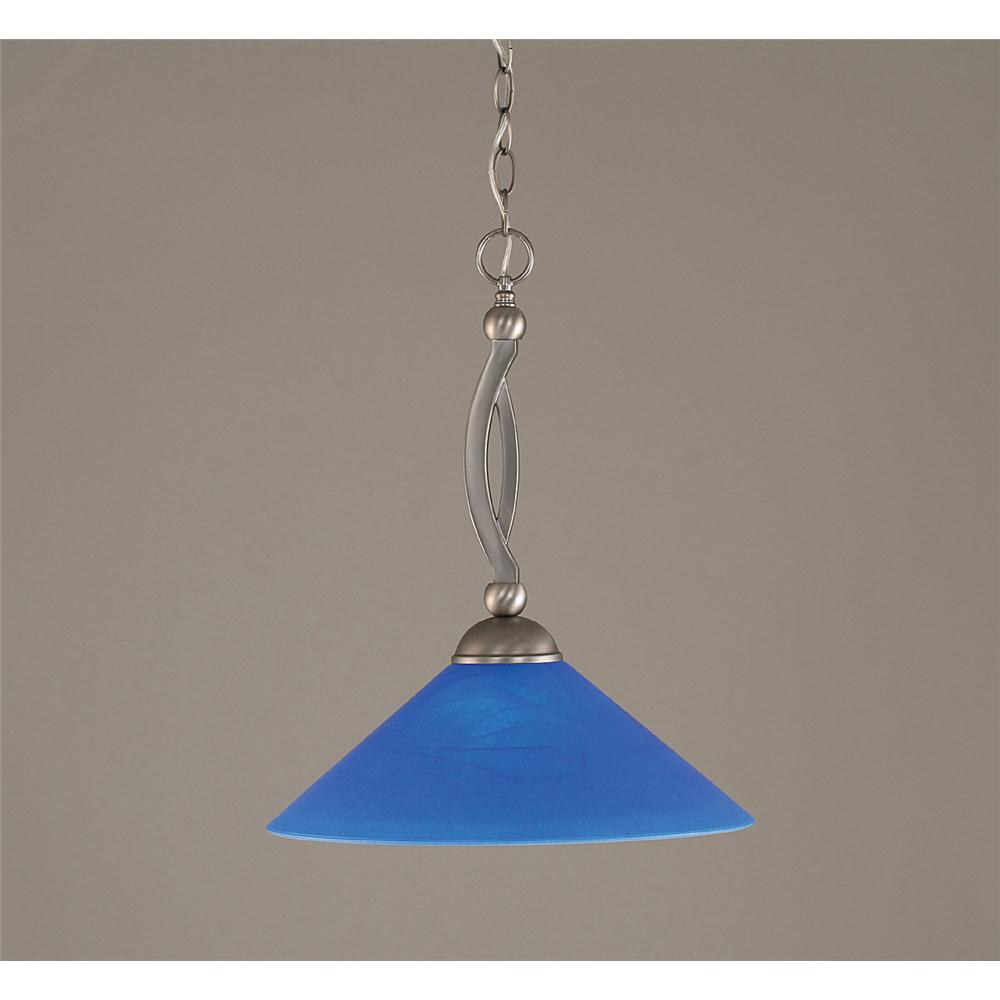 Toltec Lighting 271-BN-415 Brushed Nickel Finish 1 Light Downlight Pendant With 16 in. Blue Italian Glass Shade