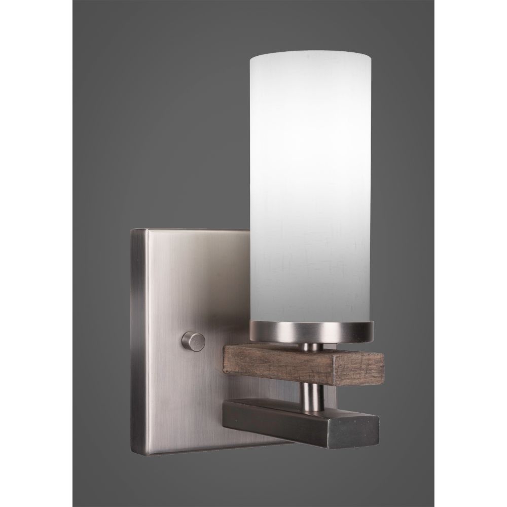 Toltec Lighting 2711-GPDW-801 Belmont 1 Light Wall Sconce Shown In Painted Distressed Wood-look Metal & Graphite Finish With 2.5” White Muslin Glass