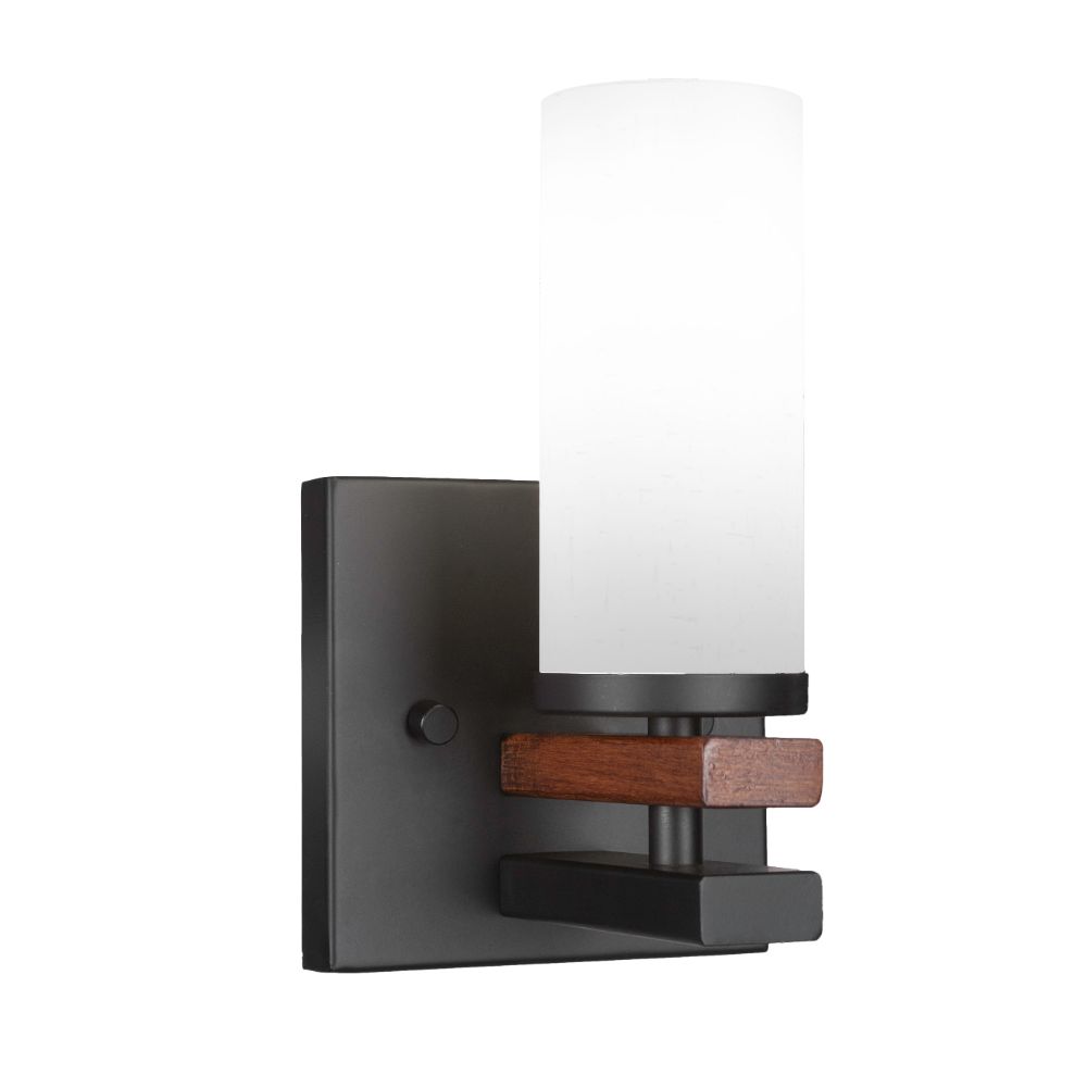 Toltec Lighting 2711-GPDW-800 Belmont 1 Light Wall Sconce Shown In Graphite & Painted Distressed Wood-look Metal Finish With 2.5” Clear Bubble Glass