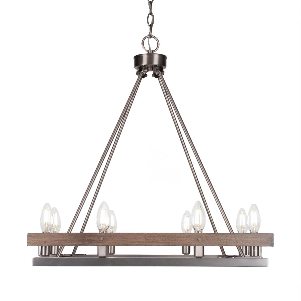 Toltec Lighting 2714-GPDW-801 Belmont 4 Light Bath Bar Shown In Graphite & Painted Distressed Wood-look Metal Finish With 2.5” White Muslin Glass