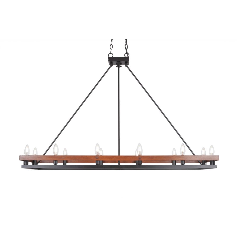 Toltec Lighting 2738-GPDW Belmont 8 Light Square Chandelier Shown In Graphite & Painted Distressed Wood-look Metal Finish