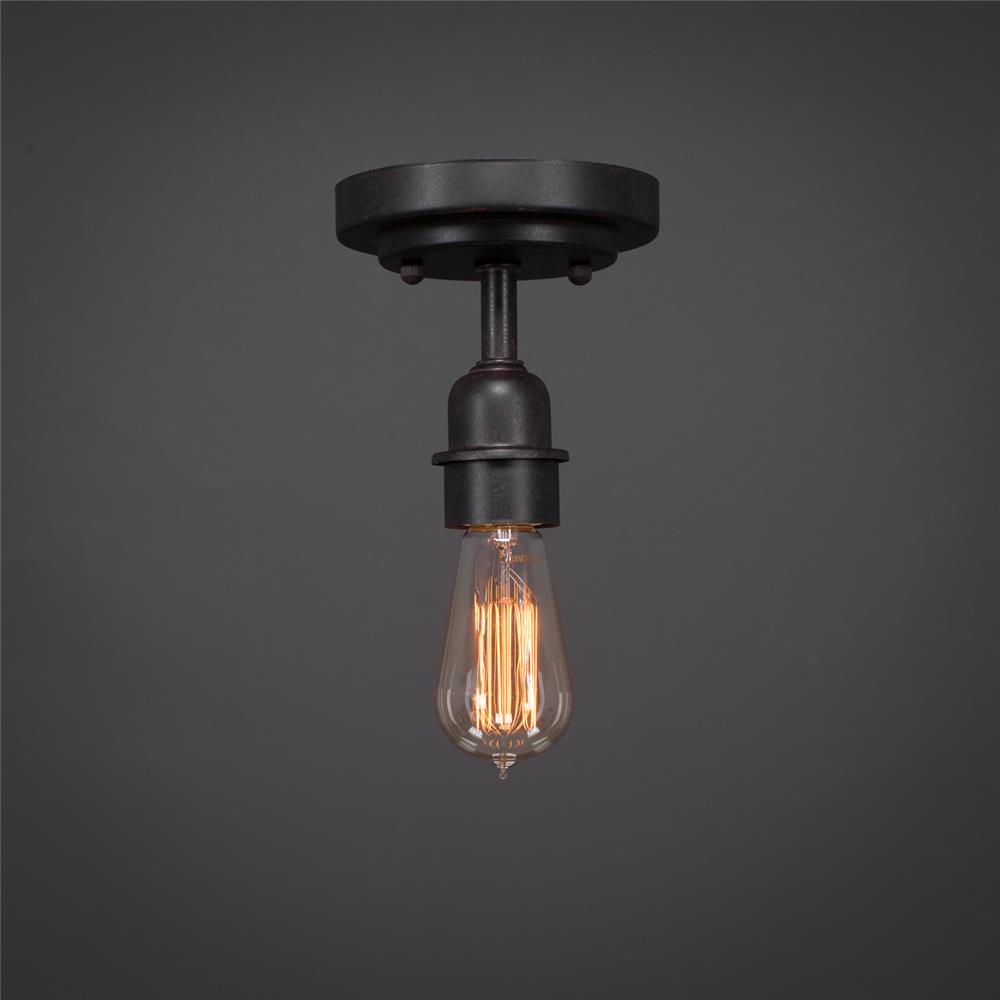 Toltec 280-DG-AT18 Vintage 1 Bulb Semi-Flush Shown In Dark Granite Finish With 60 watt Amber Antique Bulb
