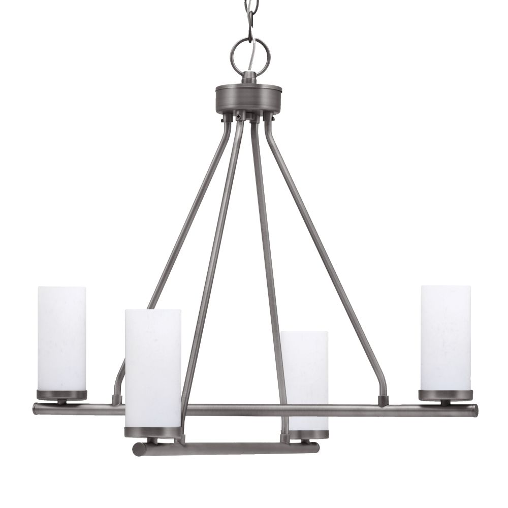 Trinity Uplight, 4 Light, Chandelier Shown In Graphite Finish With 2.5" White Muslin Glass