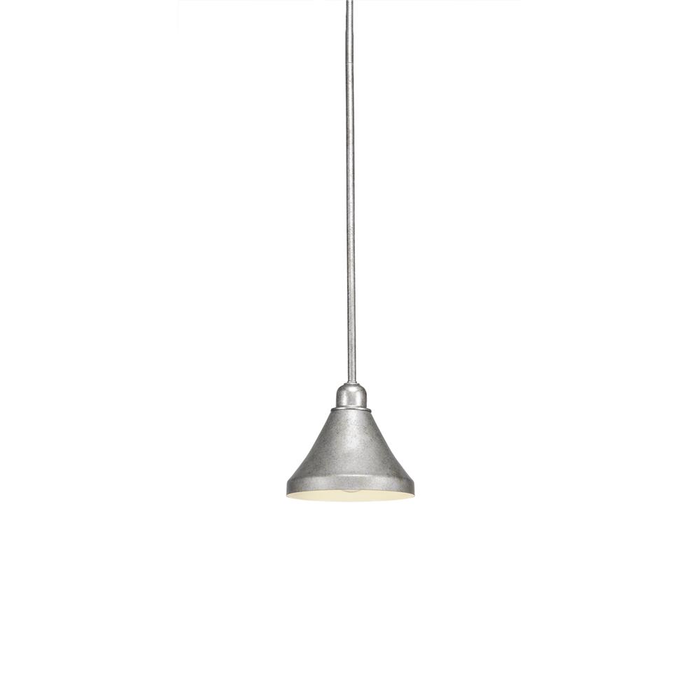 Toltec Lighting 281-AS-410 Vintage Stem Mini Pendant With Hang Straight Swivel Shown In Aged Silver Finish With 7” Aged Silver Metal Shades