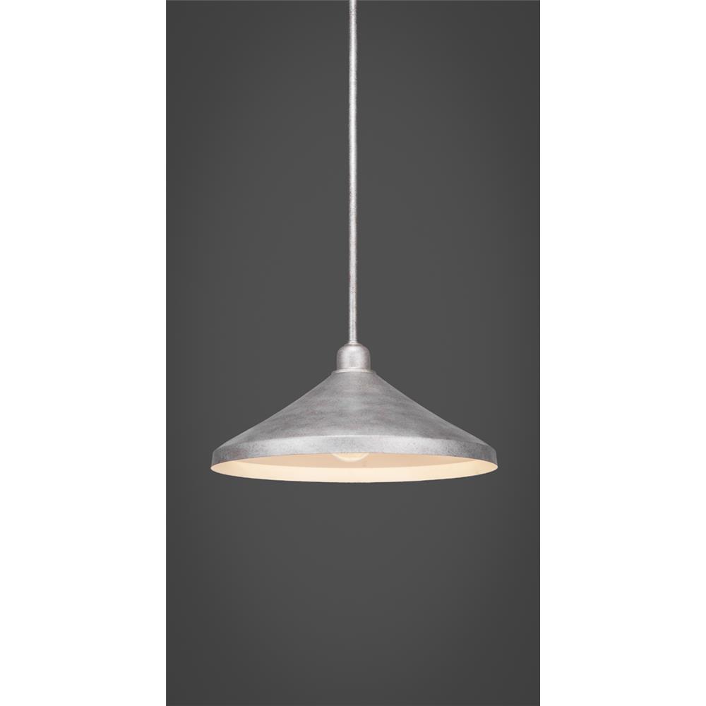 Toltec Lighting 281-AS-422 Vintage Stem Mini Pendant With Hang Straight Swivel Shown In Aged Silver Finish With 14” Aged Silver Metal Shades