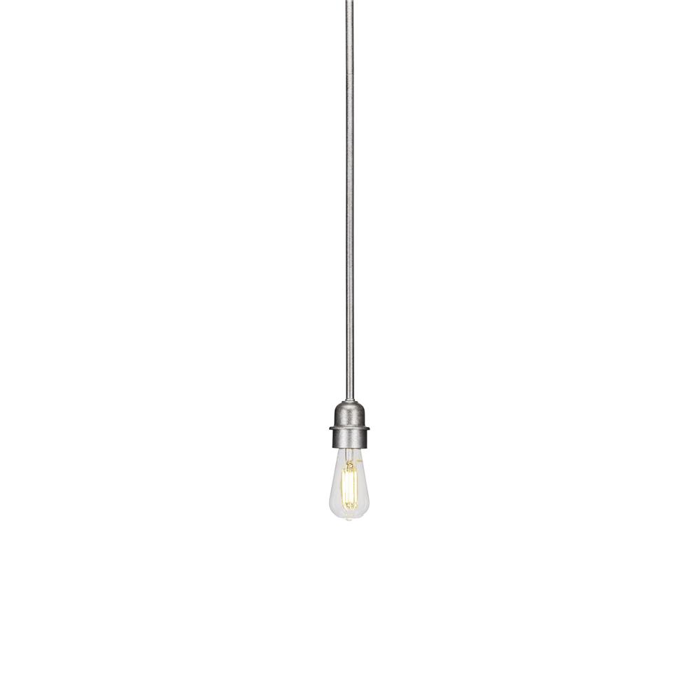 Toltec Lighting 281-AS-LED18C Vintage Stem Mini Pendant With Hang Straight Swivel Shown In Aged Silver Finish With Clear Antique LED Bulb