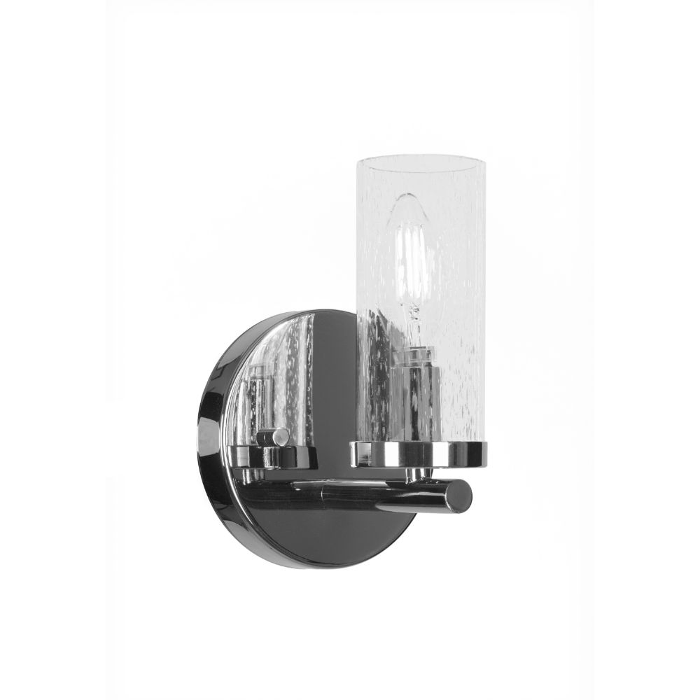 Toltec Lighting 2811-CH-800B Trinity 1 Light Wall Sconce In Chrome Finish With 2.5” Clear Bubble Glass
