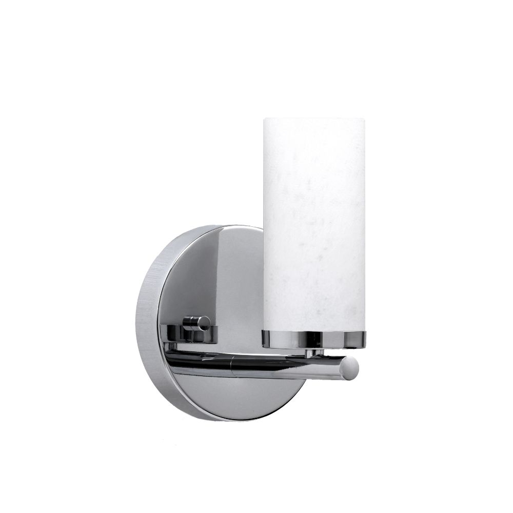 Toltec 2811-CH-801B Trinity 1 Light Wall Sconce Shown In Chrome Finish With 2.5" White Muslin Glass