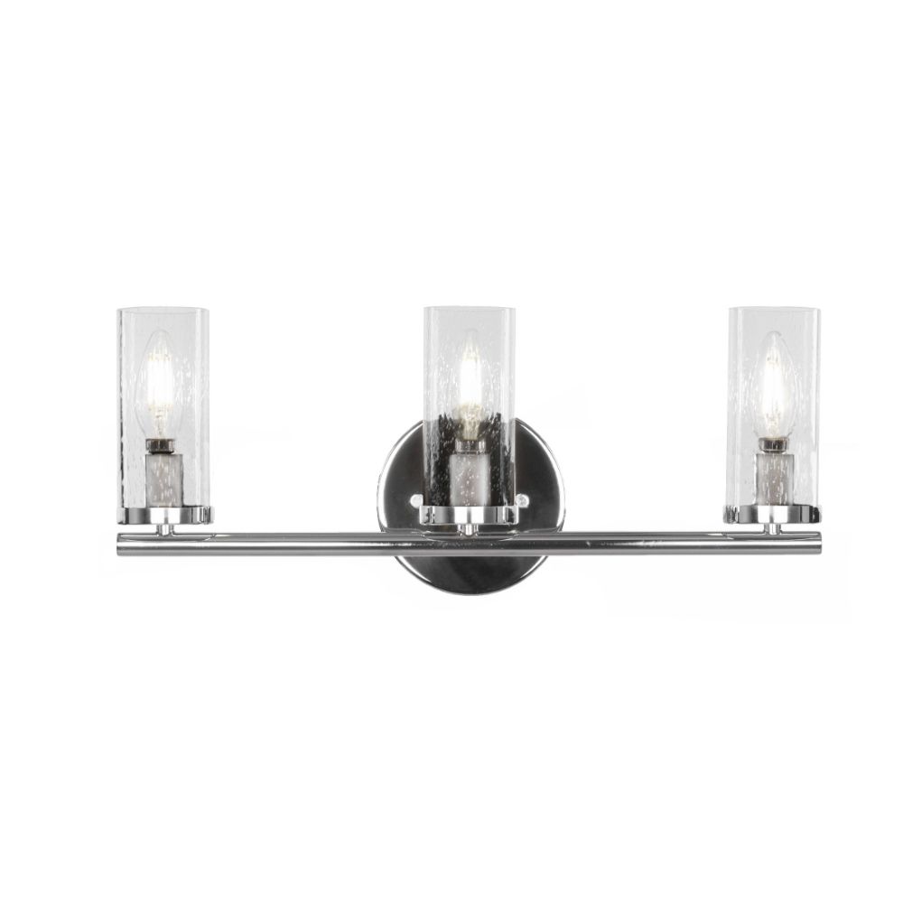 Toltec Lighting 2813-CH-800B Trinity 3 Light Bath Bar In Chrome Finish With 2.5” Clear Bubble Glass