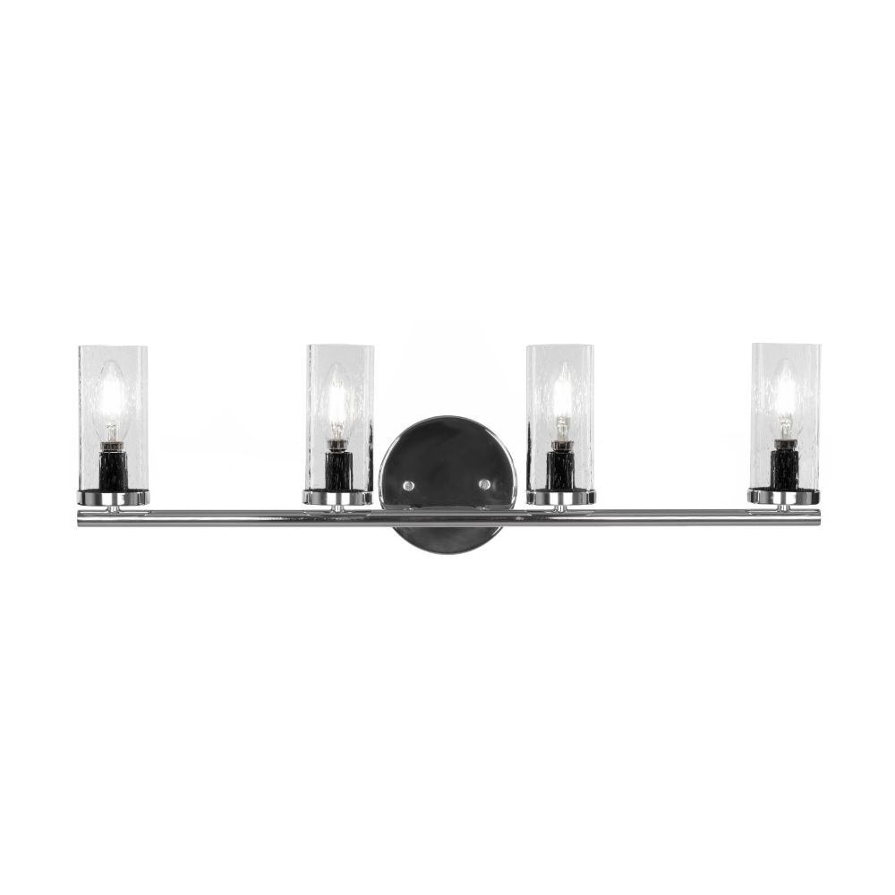 Toltec Lighting 2814-CH-800B Trinity 4 Light Bath Bar In Chrome Finish With 2.5” Clear Bubble Glass
