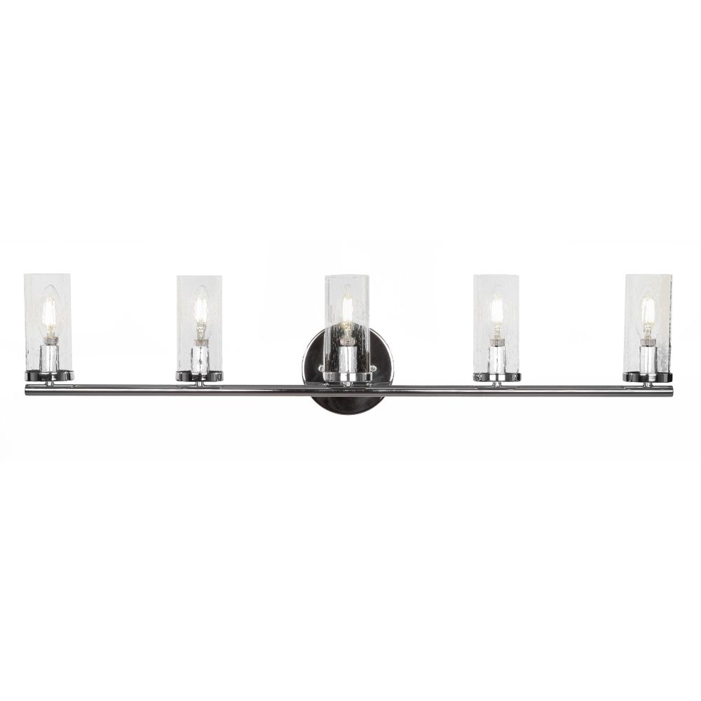 Toltec Lighting 2815-CH-800B Trinity 5 Light Bath Bar In Chrome Finish With 2.5” Clear Bubble Glass