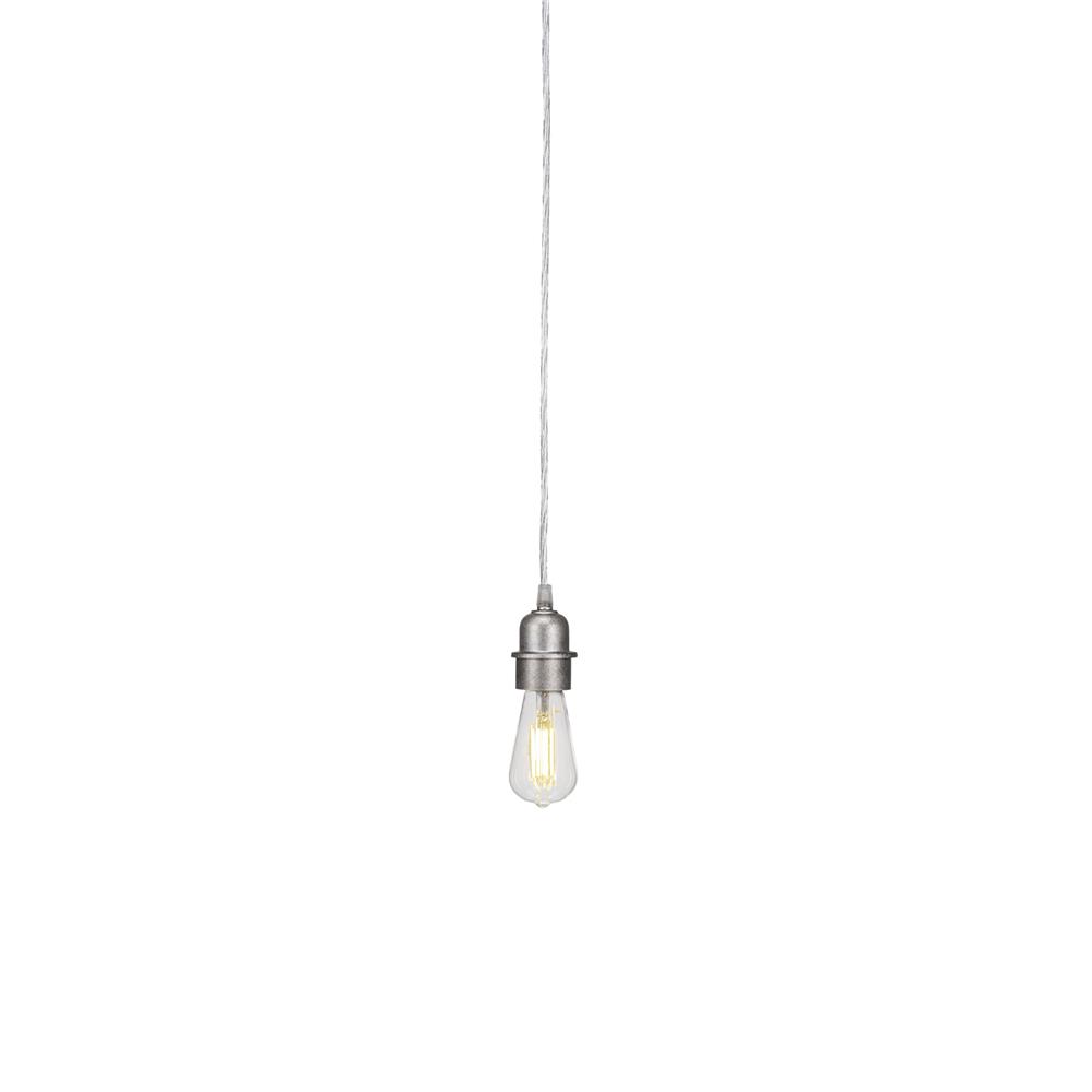 Toltec Lighting 282-AS-LED18C Vintage Cord Mini Pendant With Hang Straight Swivel Shown In Aged Silver Finish With Clear Antique LED Bulb