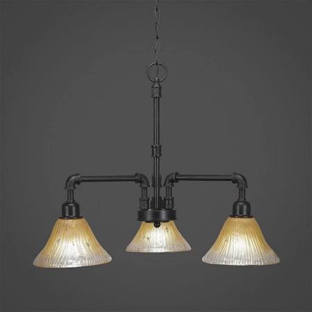 Toltec 283-AS-AT18 Vintage 3 Light Chandelier Shown In Aged Silver Finish With 60 watt Smoke Antique Bulb