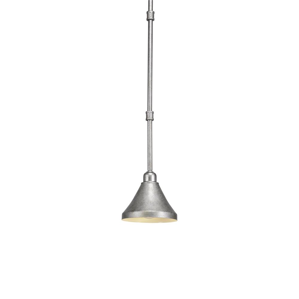 Toltec Lighting 284-AS-410 Vintage Stem Mini Pendant With Hang Straight Swivel Shown In Aged Silver Finish With 7” Aged Silver Metal Shades