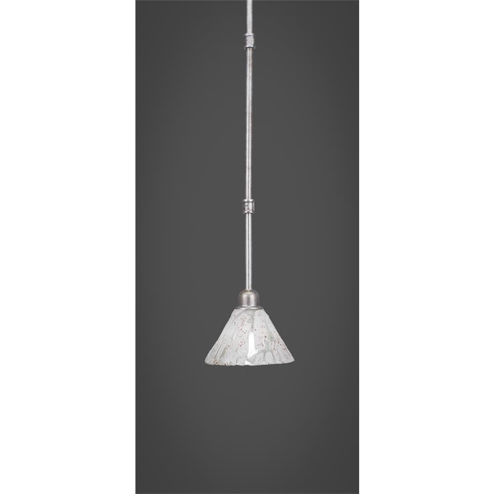 Toltec Lighting 284-AS-7195 Vintage Stem Mini Pendant With Hang Straight Swivel Shown In Aged Silver Finish With 7” Italian Ice Glass