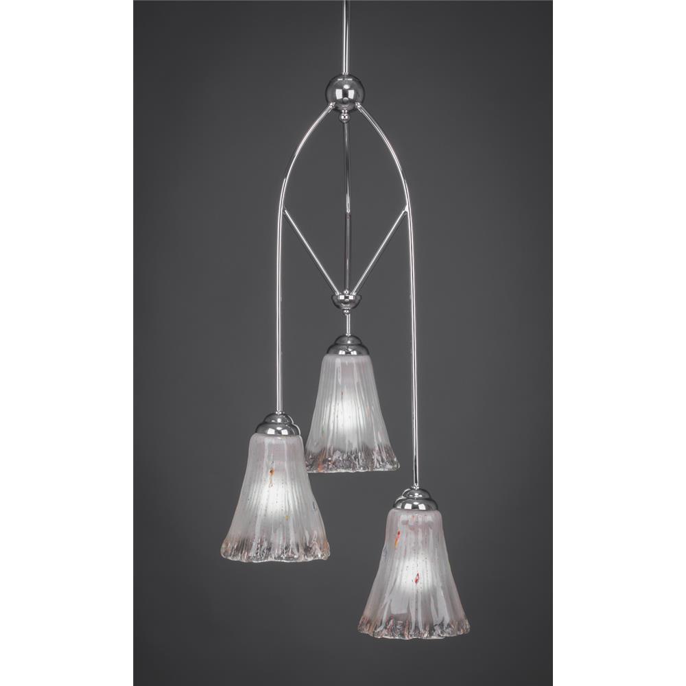 Toltec Lighting 29-CH-721 Contempo 3 Light Multi Mini Pendant Shown In Chrome Finish With 5.5 in. Frosted Crystal Glass