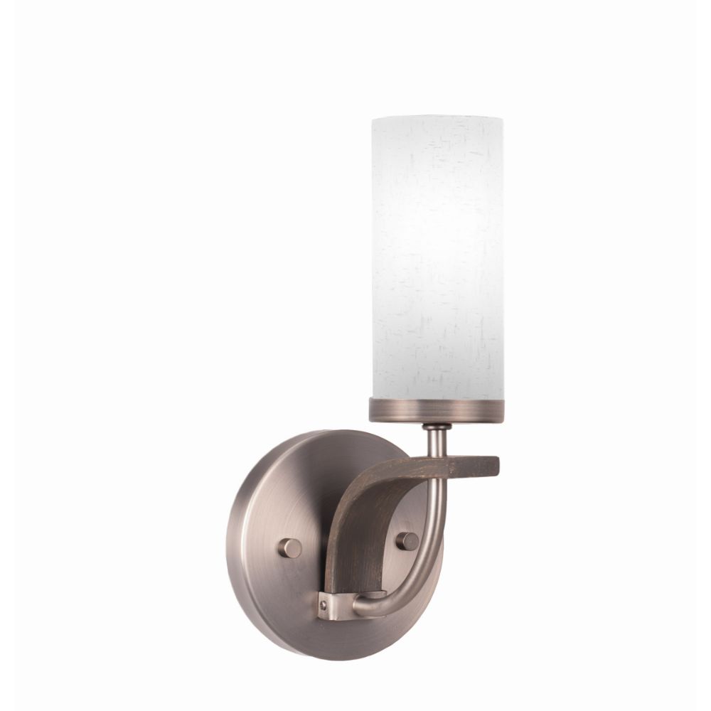 Toltec Lighting 2911-GPDW-801 Monterey 1 Light Wall Sconce Shown In Graphite & Painted Distressed Wood-look Metal Finish With 2.5” White Muslin Glass