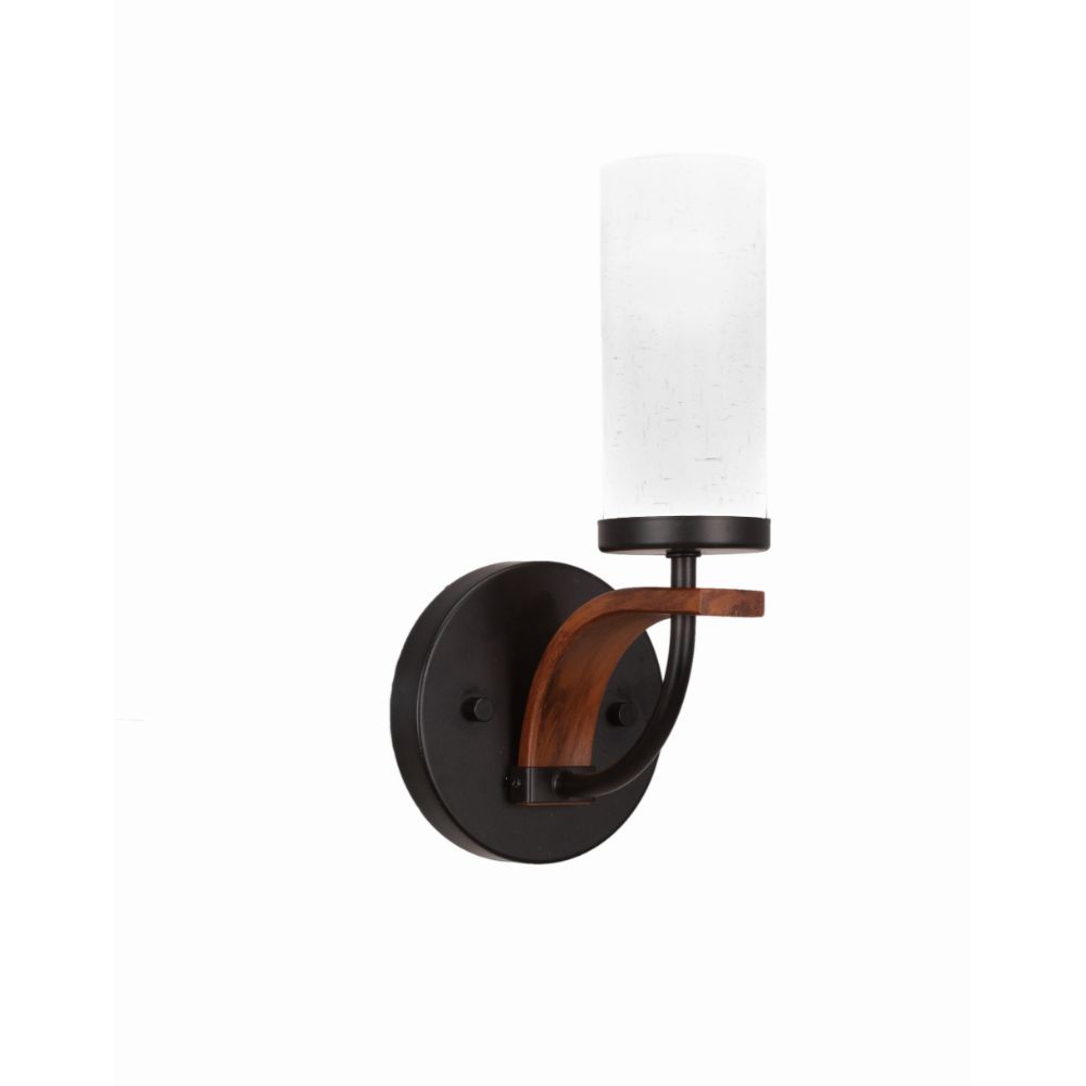 Toltec Lighting 2911-MBDW-801 Monterey 1 Light Wall Sconce Shown In Matte Black & Painted Distressed Wood-look Metal Finish With 2.5” White Muslin Glass