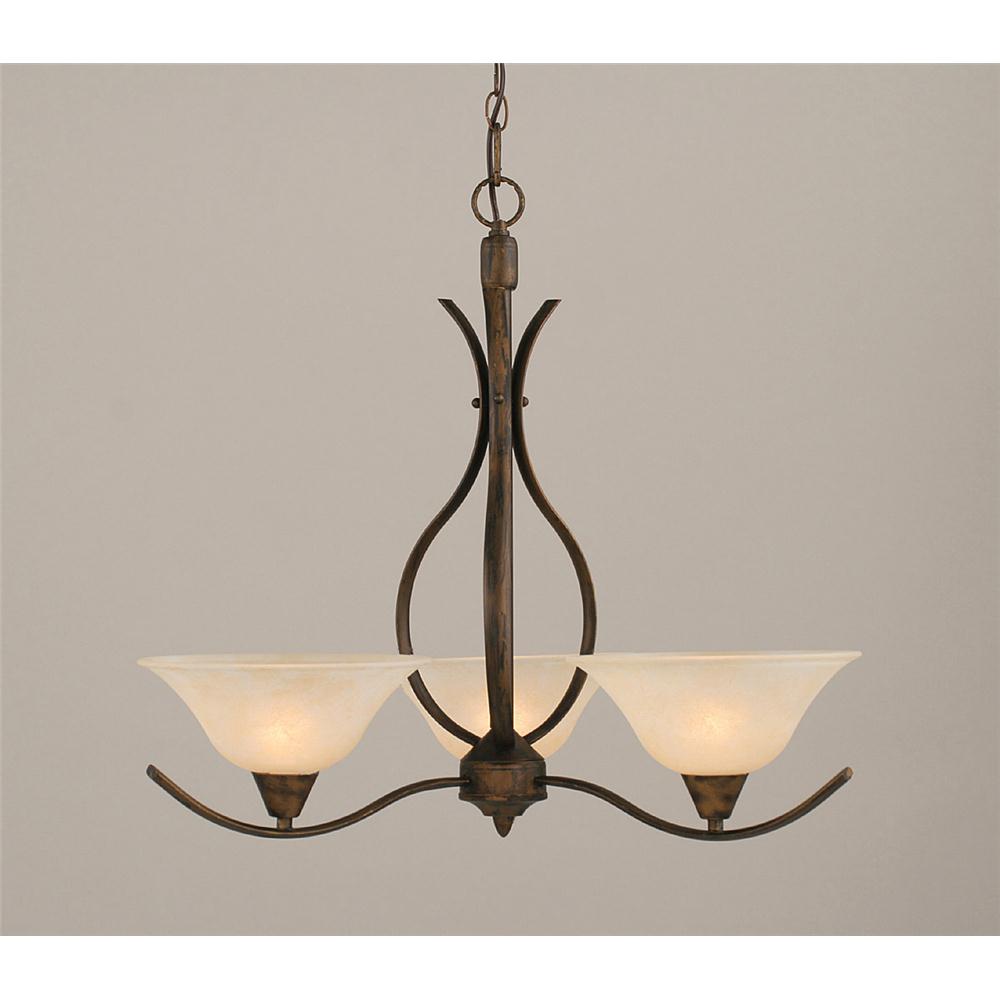 Toltec Lighting 293-BRZ-513 Bronze Finish 3 Light Uplight Chandelier With 10 in. Amber Marble Glass Shade