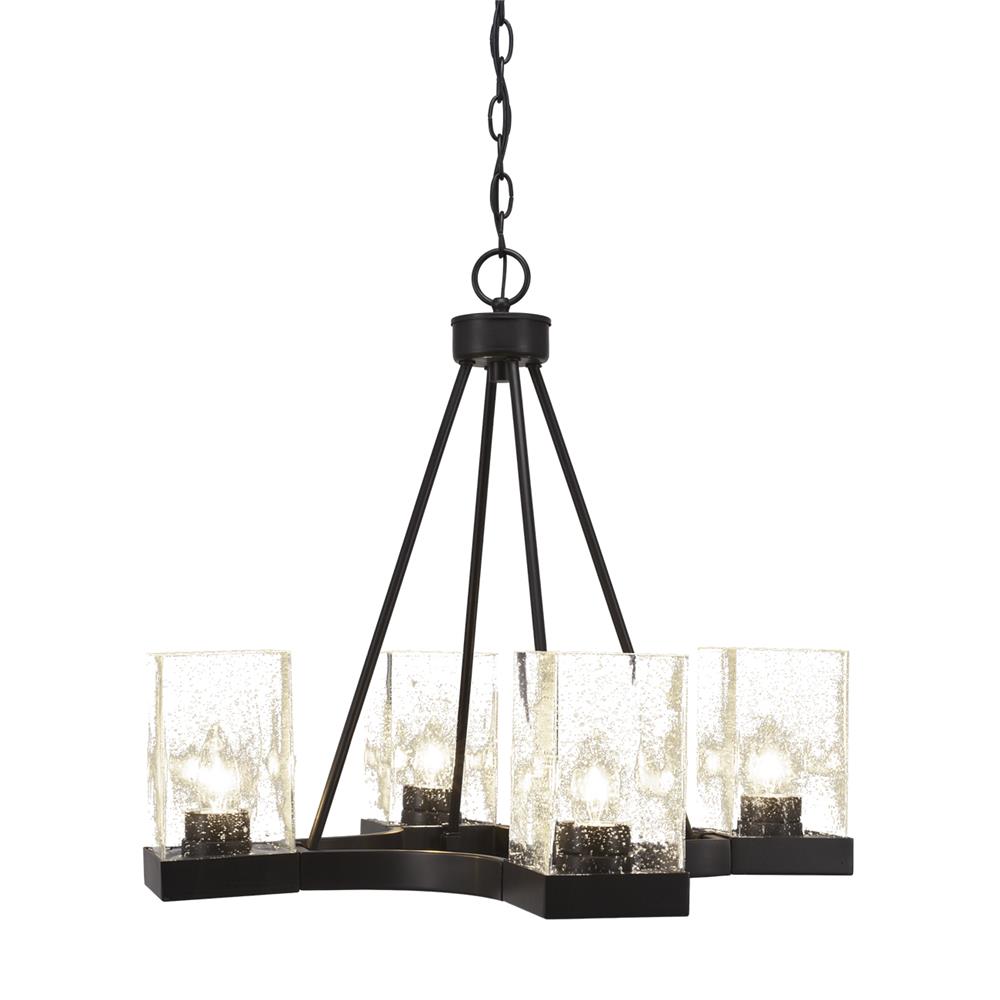 Toltec Lighting 3024-ES-530 Nouvelle 4 Light Chandelier Shown In Espresso Finish With 4” Clear Bubble Glass