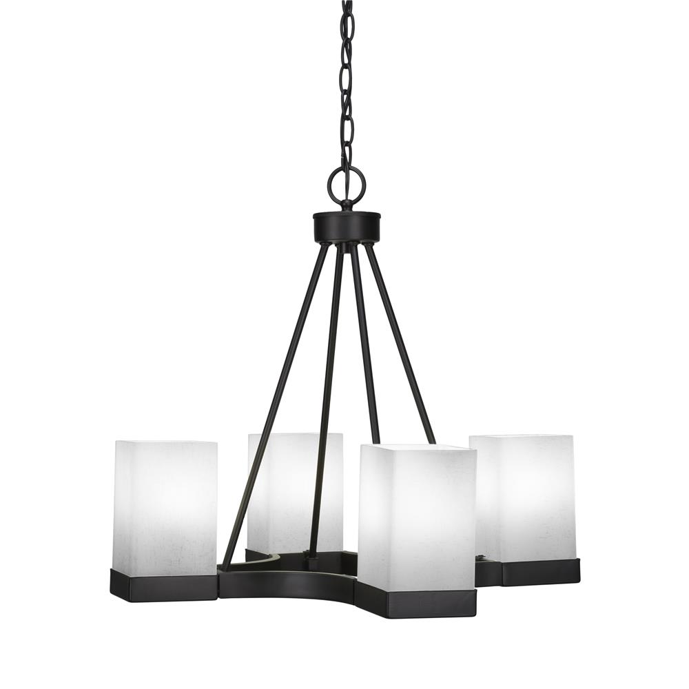 Toltec Lighting 3024-ES-531 Nouvelle 4 Light Chandelier Shown In Espresso Finish With 4" White Muslin Glass