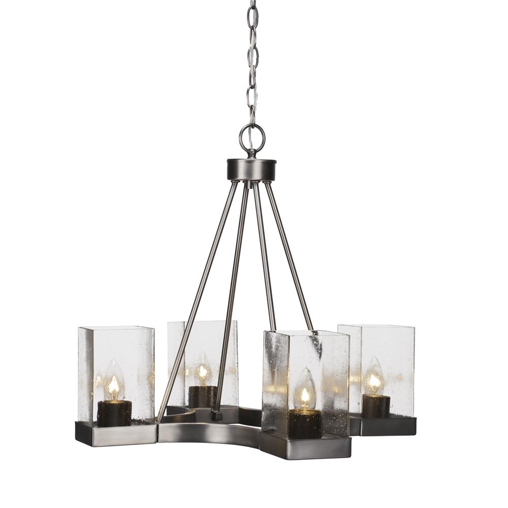 Toltec Lighting 3024-GP-530 Nouvelle 4 Light Chandelier Shown In Graphite Finish With 4" Clear bUBBLE Glass