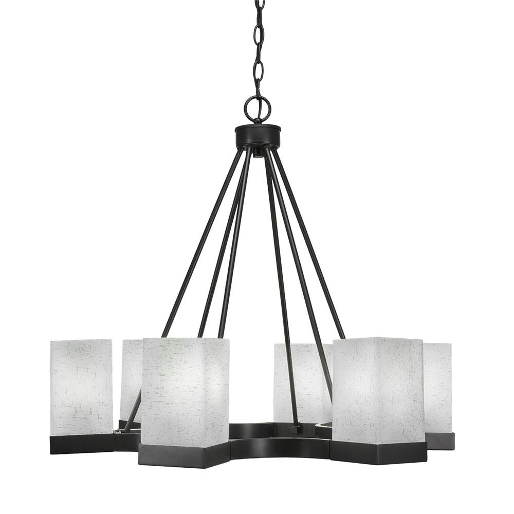 Toltec Lighting 3026-ES-531 Nouvelle 6 Light Chandelier Shown In Espresso Finish With 4” White Muslin Glass