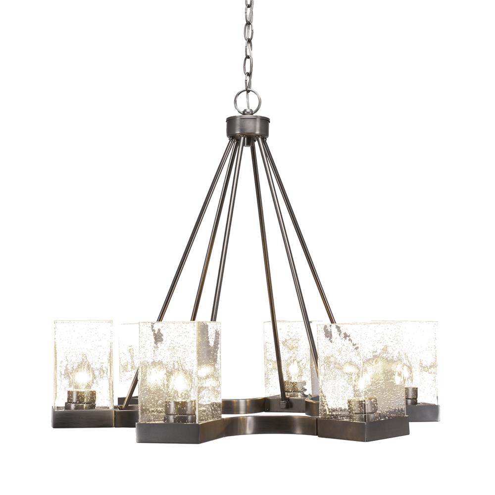 Toltec Lighting 3026-GP-530 Nouvelle 6 Light Chandelier Shown In Graphite Finish With 4” Clear Bubble Glass