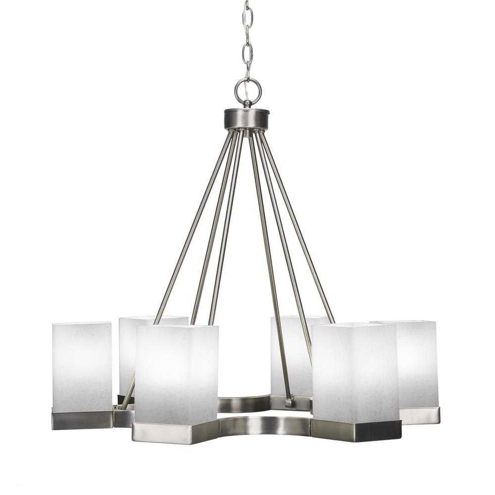 Toltec Lighting 3026-GP-531 Nouvelle 6 Light Chandelier Shown In Graphite Finish With 4" White Muslin Glass