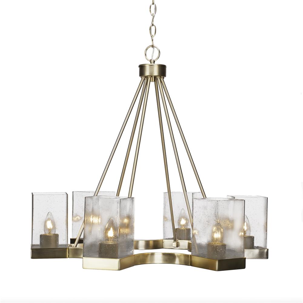 Toltec Lighting 3026-NAB-530 Nouvelle 6 Light Chandelier Shown In New Age Brass Finish With 4" Clear Bubble Glass