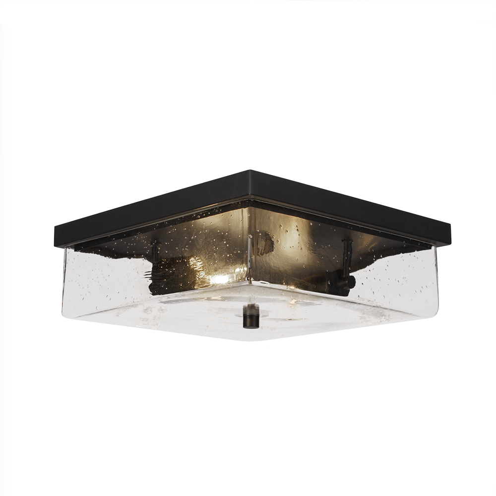 Toltec Lighting 3029-ES-532 Nouvelle 2 Light Flush Mount Shown In Espresso Finish With 13" Clear Bubble Glass