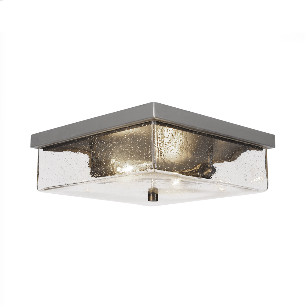 Toltec Lighting 3029-GP-532 Nouvelle 2 Light Flush Mount Shown In Graphite Finish With 13” Clear Bubble Glass